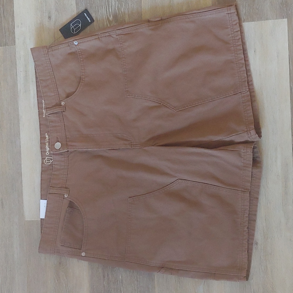 NWT Original Use Men's Relaxed Carpenter Canvas Shorts Brown Size 42